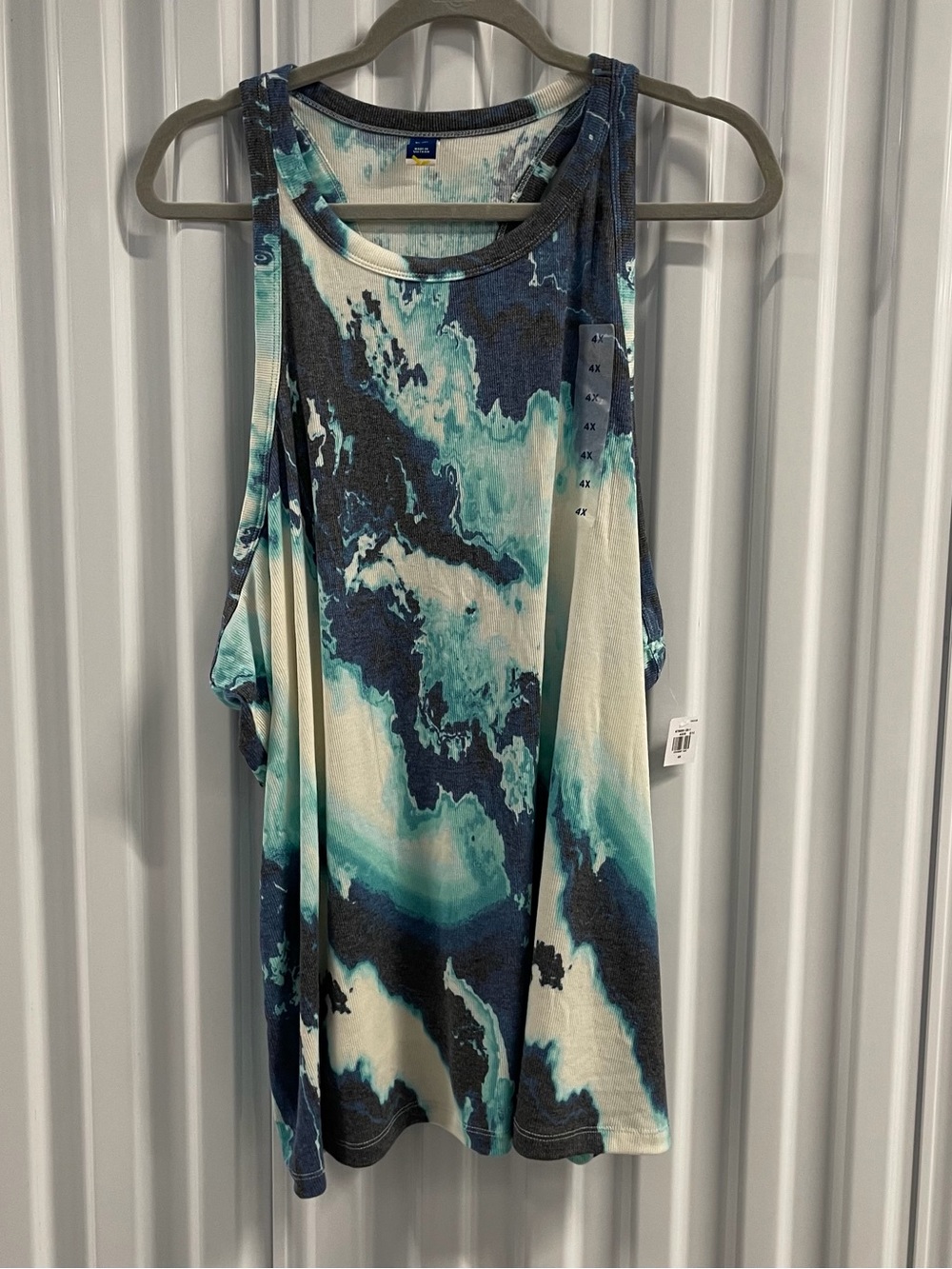 Old Navy Blue & Teal Marble Tank Top Size 4X
